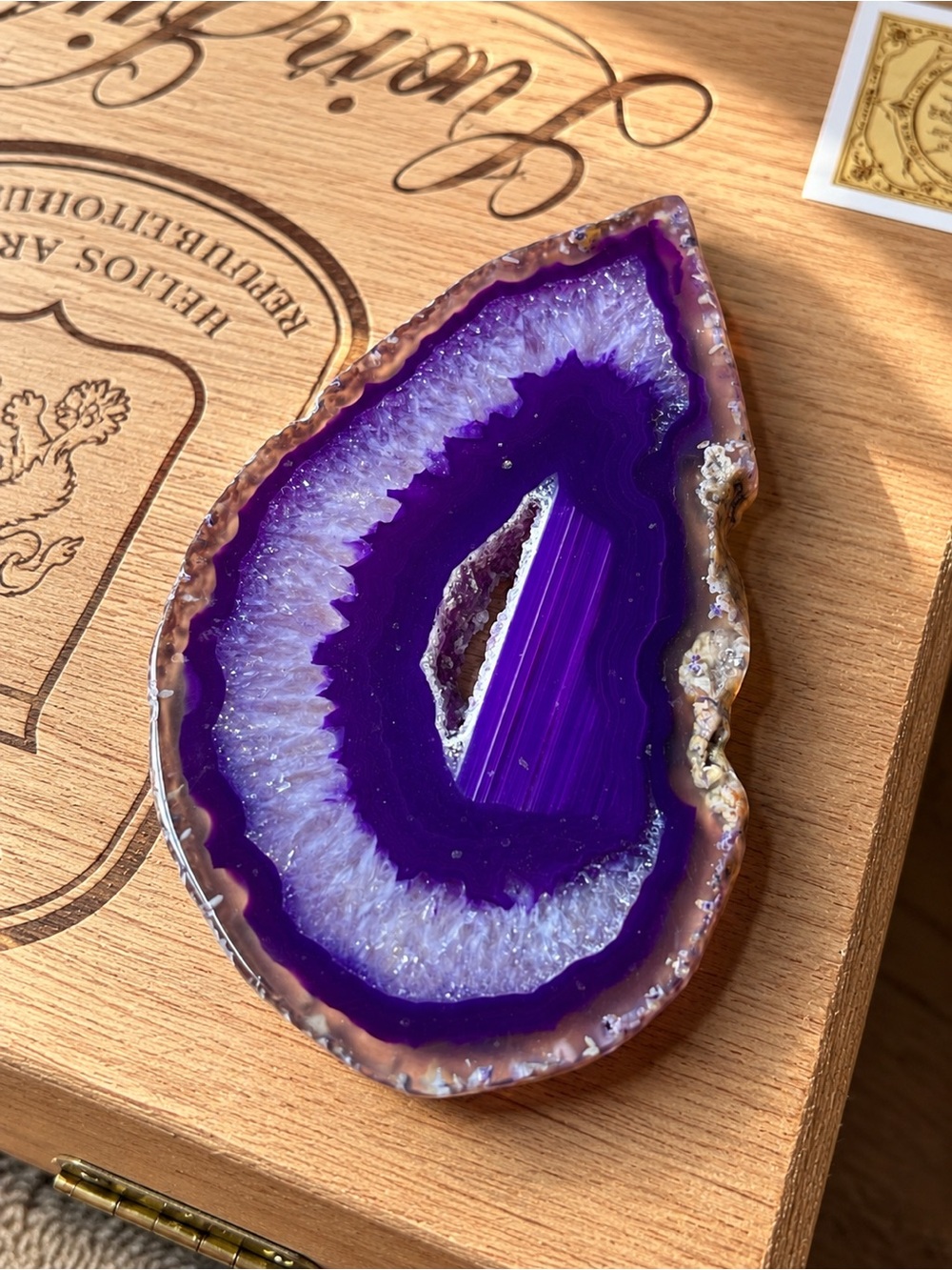 Purple Agate Geode Slice with Druzy Quartz 2.75”